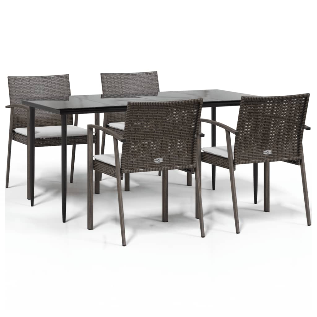 Set Pranzo da Giardino 5pz con Cuscini in Polyrattan e Acciaio | homemem39
