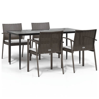 Set Pranzo da Giardino 5pz con Cuscini in Polyrattan e Acciaio | homemem39