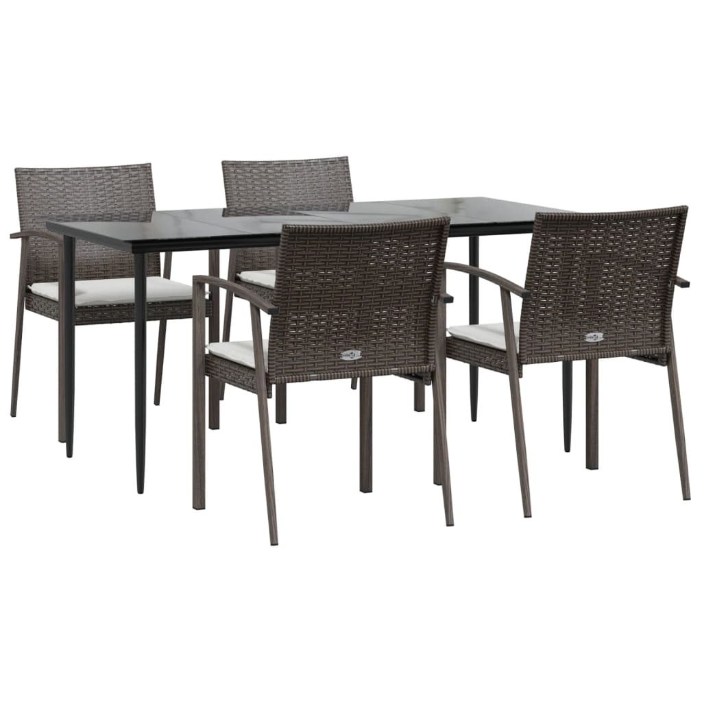 Set Pranzo da Giardino 5pz con Cuscini in Polyrattan e Acciaio | homemem39