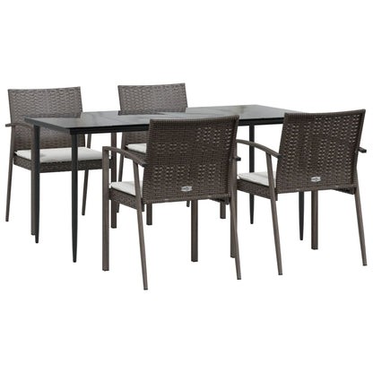 Set Pranzo da Giardino 5pz con Cuscini in Polyrattan e Acciaio | homemem39