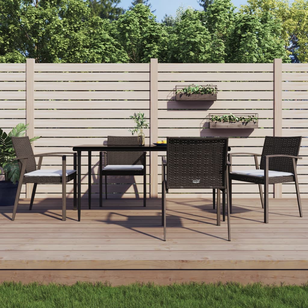 Set Pranzo da Giardino 5pz con Cuscini in Polyrattan e Acciaio - homemem39