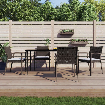 Set Pranzo da Giardino 5pz con Cuscini in Polyrattan e Acciaio - homemem39