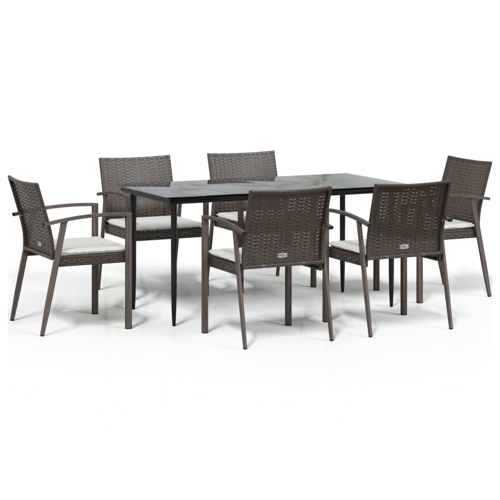 Set Pranzo da Giardino 7 pz con Cuscini in Polyrattan e Acciaio | homemem39
