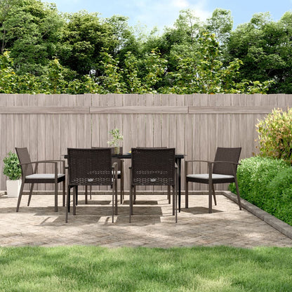 Set Pranzo da Giardino 7 pz con Cuscini in Polyrattan e Acciaio | homemem39