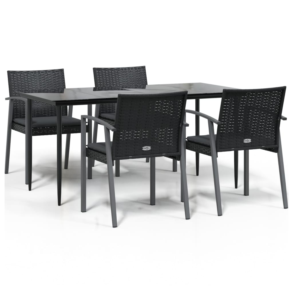 Set Pranzo da Giardino 5pz con Cuscini in Polyrattan e Acciaio | homemem39