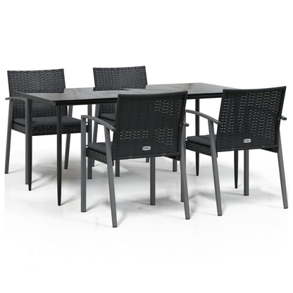 Set Pranzo da Giardino 5pz con Cuscini in Polyrattan e Acciaio | homemem39