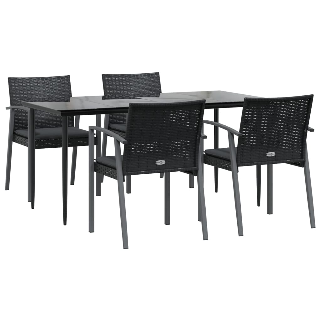 Set Pranzo da Giardino 5pz con Cuscini in Polyrattan e Acciaio | homemem39