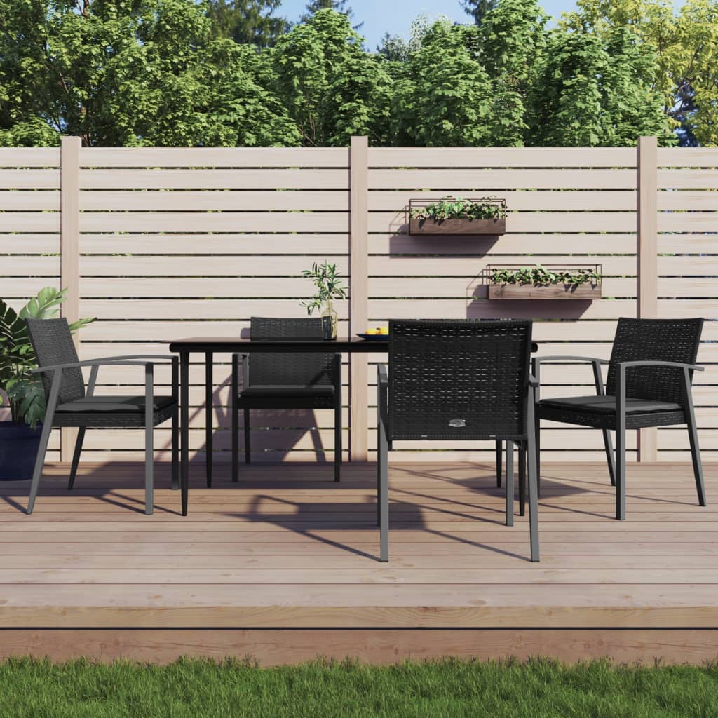 Set Pranzo da Giardino 5pz con Cuscini in Polyrattan e Acciaio | homemem39