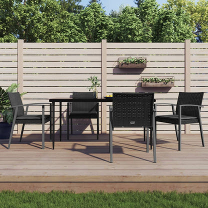 Set Pranzo da Giardino 5pz con Cuscini in Polyrattan e Acciaio | homemem39