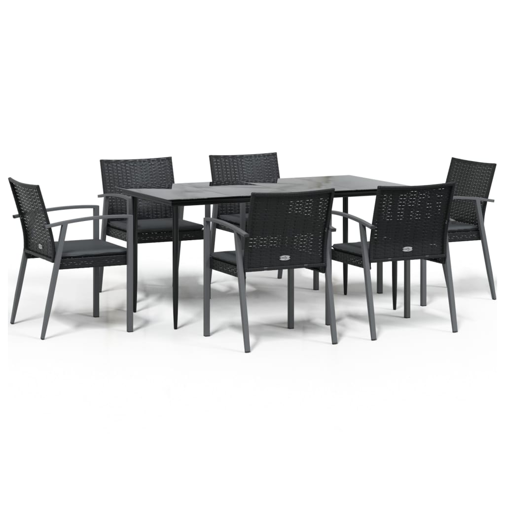 Set Pranzo da Giardino 7 pz con Cuscini in Polyrattan e Acciaio | homemem39