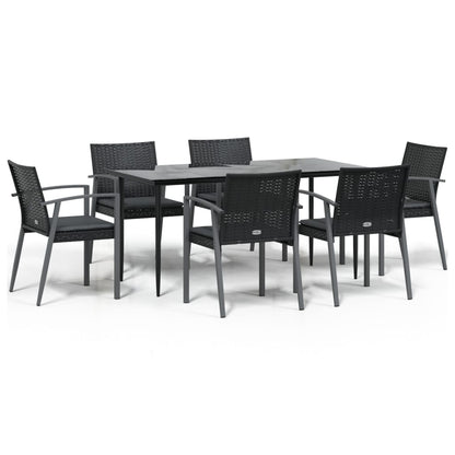 Set Pranzo da Giardino 7 pz con Cuscini in Polyrattan e Acciaio | homemem39
