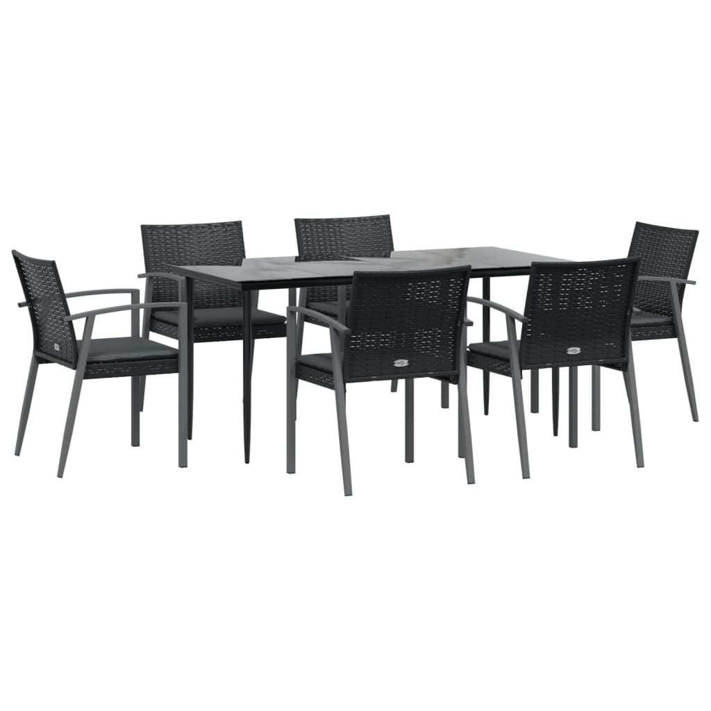 Set Pranzo da Giardino 7 pz con Cuscini in Polyrattan e Acciaio | homemem39
