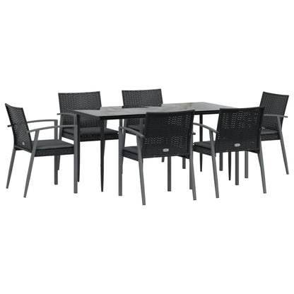 Set Pranzo da Giardino 7 pz con Cuscini in Polyrattan e Acciaio | homemem39