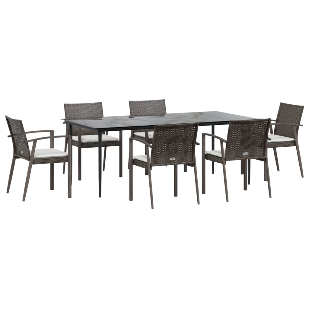 Set Pranzo da Giardino 7 pz con Cuscini in Polyrattan e Acciaio - homemem39
