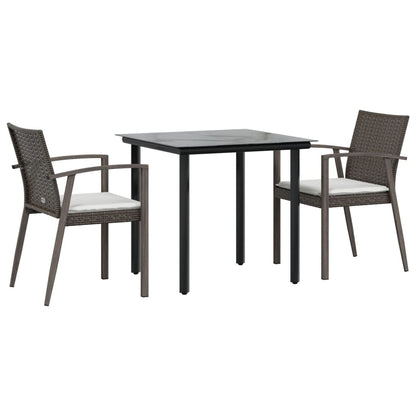 Set Pranzo da Giardino 3pz con Cuscini in Polyrattan e Acciaio - homemem39