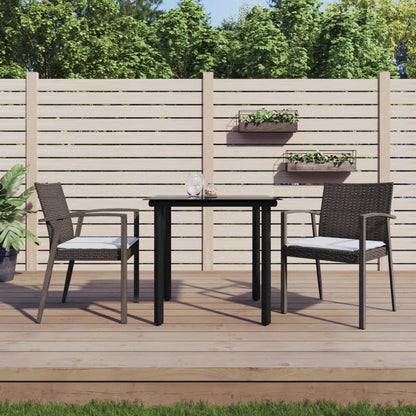 Set Pranzo da Giardino 3pz con Cuscini in Polyrattan e Acciaio | homemem39