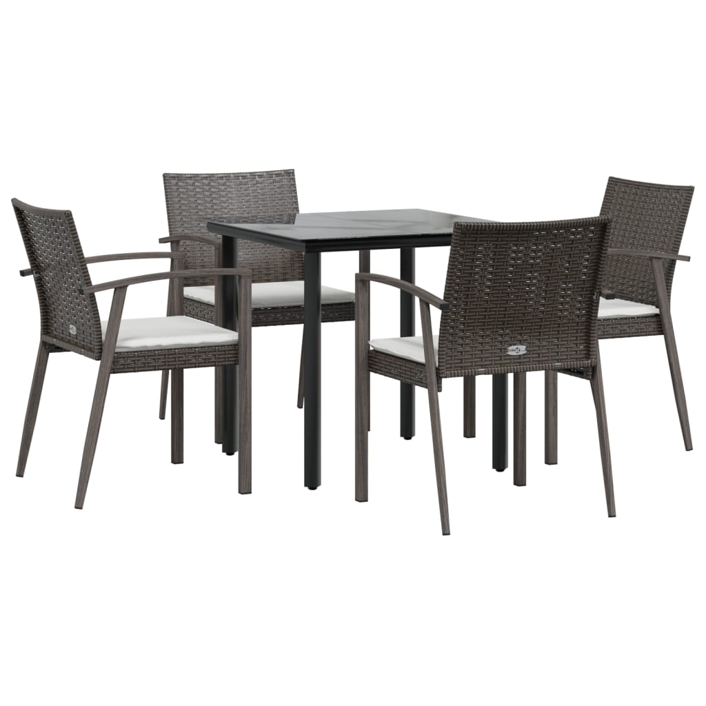 Set Pranzo da Giardino 5pz con Cuscini in Polyrattan e Acciaio - homemem39
