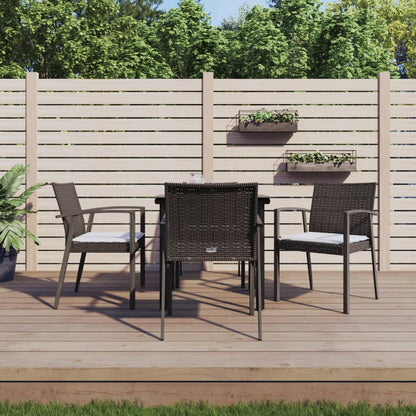 Set Pranzo da Giardino 5pz con Cuscini in Polyrattan e Acciaio - homemem39