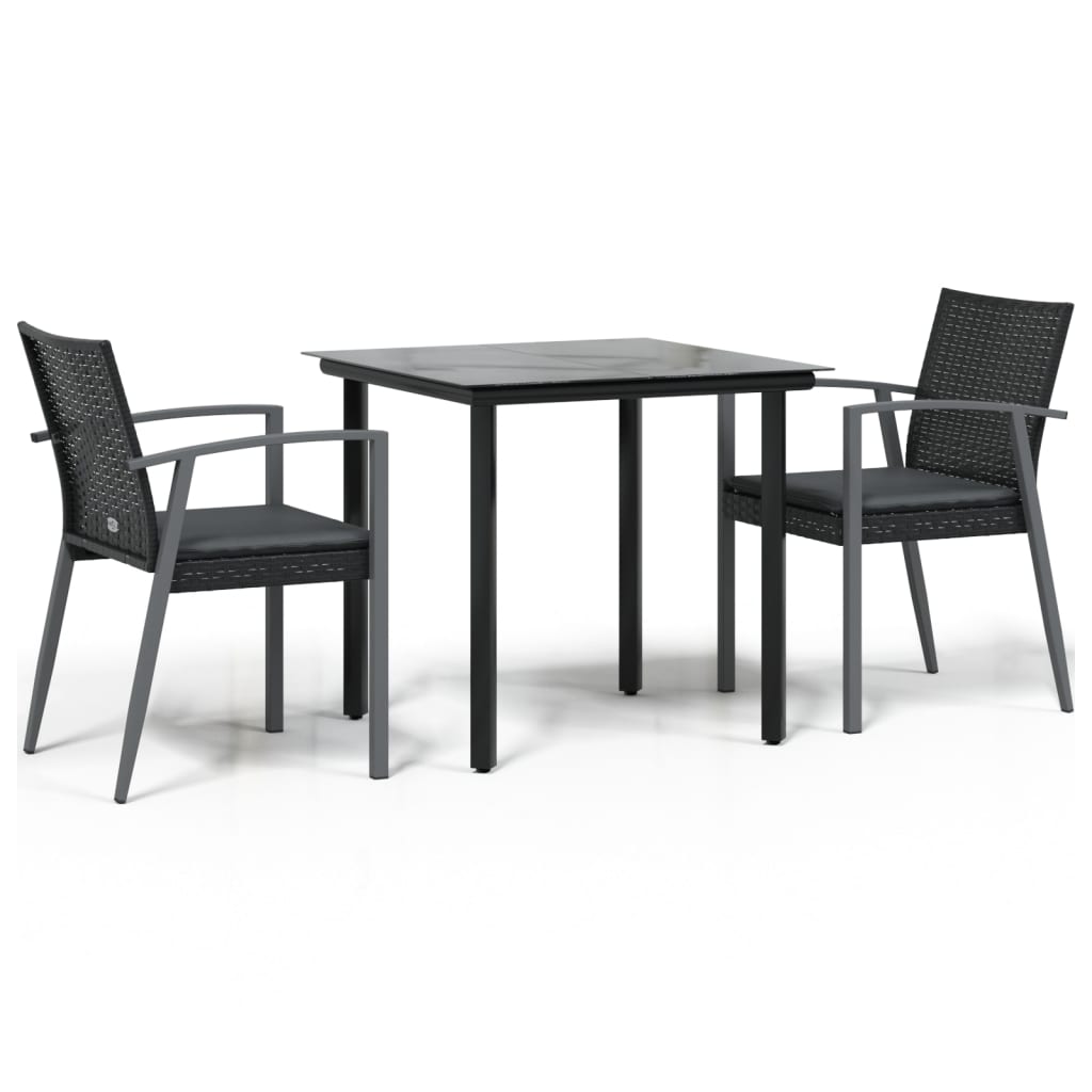 Set Pranzo da Giardino 3pz con Cuscini in Polyrattan e Acciaio - homemem39