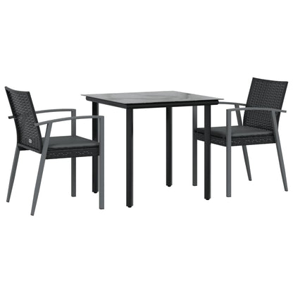 Set Pranzo da Giardino 3pz con Cuscini in Polyrattan e Acciaio | homemem39