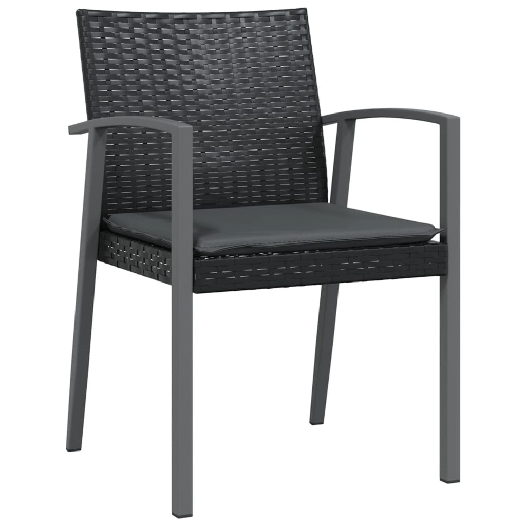 Set Pranzo da Giardino 3pz con Cuscini in Polyrattan e Acciaio | homemem39