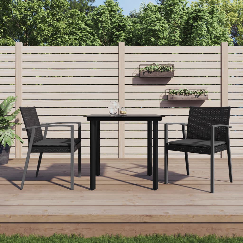 Set Pranzo da Giardino 3pz con Cuscini in Polyrattan e Acciaio | homemem39
