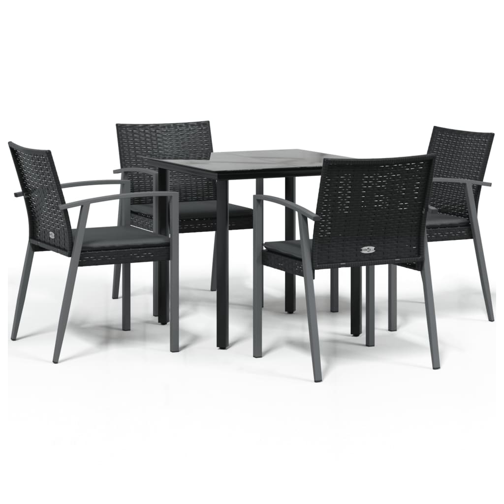 Set Pranzo da Giardino 5pz con Cuscini in Polyrattan e Acciaio | homemem39