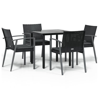 Set Pranzo da Giardino 5pz con Cuscini in Polyrattan e Acciaio | homemem39