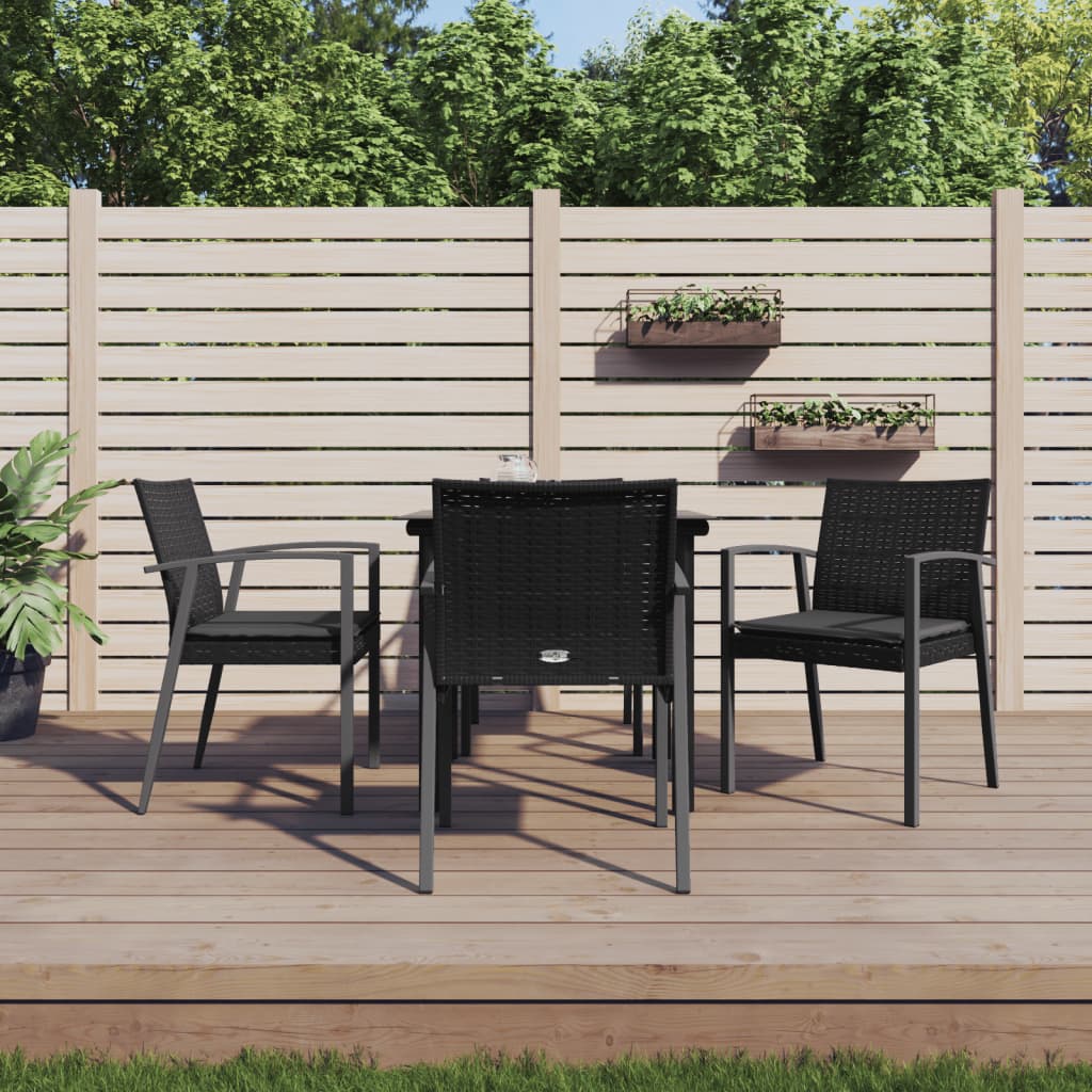 Set Pranzo da Giardino 5pz con Cuscini in Polyrattan e Acciaio | homemem39