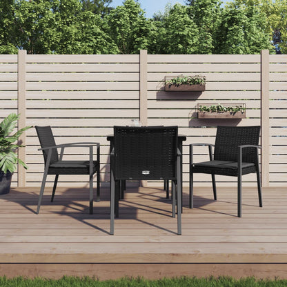 Set Pranzo da Giardino 5pz con Cuscini in Polyrattan e Acciaio | homemem39