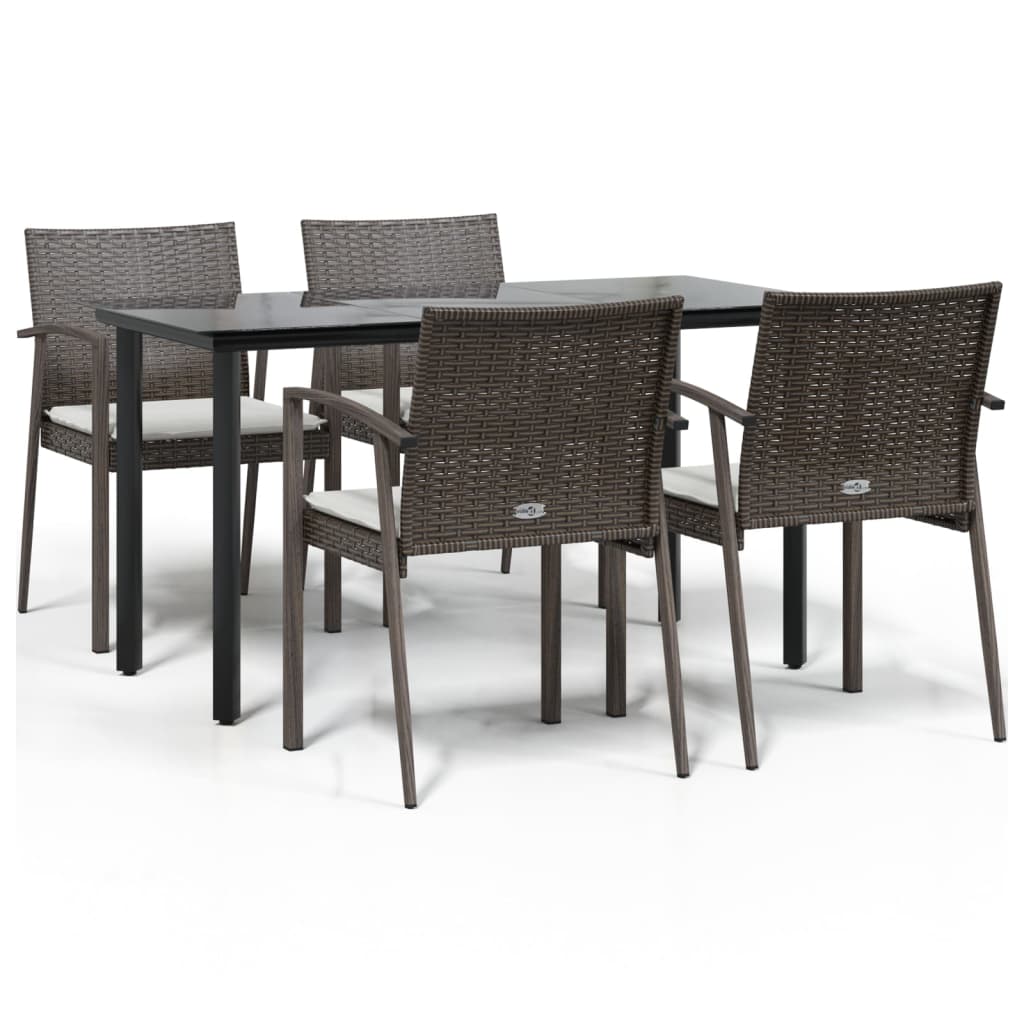 Set Pranzo da Giardino 5pz con Cuscini in Polyrattan e Acciaio | homemem39
