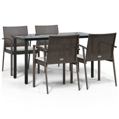 Set Pranzo da Giardino 5pz con Cuscini in Polyrattan e Acciaio | homemem39