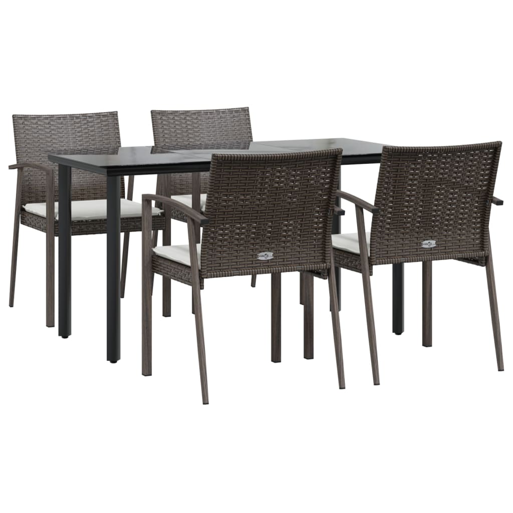 Set Pranzo da Giardino 5pz con Cuscini in Polyrattan e Acciaio | homemem39