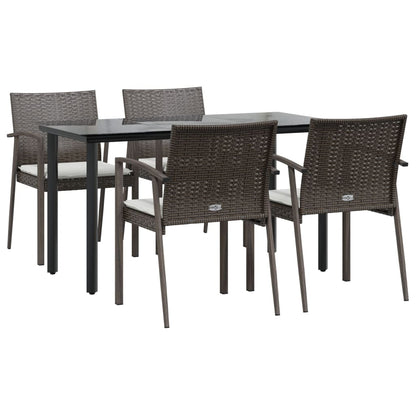 Set Pranzo da Giardino 5pz con Cuscini in Polyrattan e Acciaio | homemem39