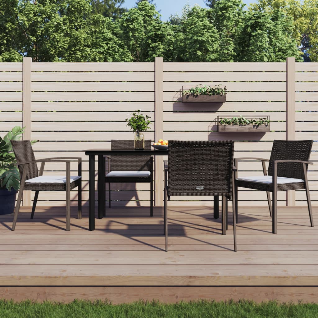 Set Pranzo da Giardino 5pz con Cuscini in Polyrattan e Acciaio | homemem39