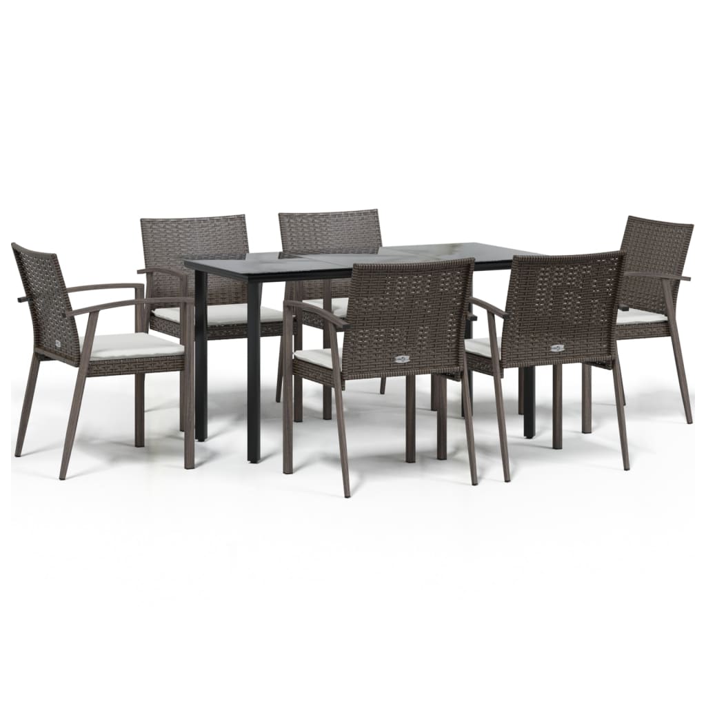 Set Pranzo da Giardino 7 pz con Cuscini in Polyrattan e Acciaio | homemem39