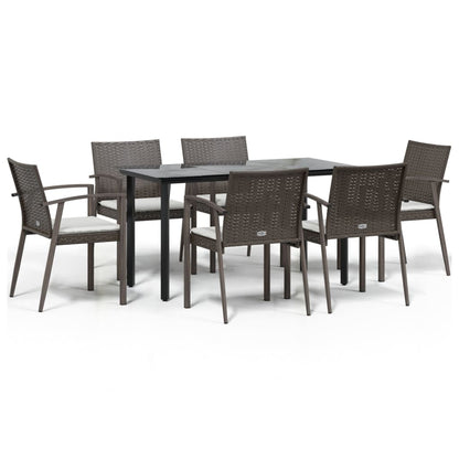 Set Pranzo da Giardino 7 pz con Cuscini in Polyrattan e Acciaio - homemem39