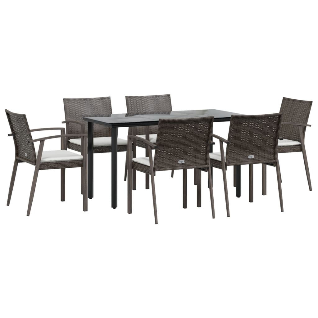Set Pranzo da Giardino 7 pz con Cuscini in Polyrattan e Acciaio | homemem39