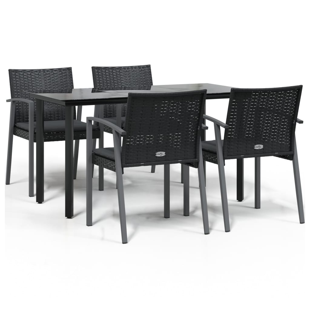 Set Pranzo da Giardino 5pz con Cuscini in Polyrattan e Acciaio | homemem39