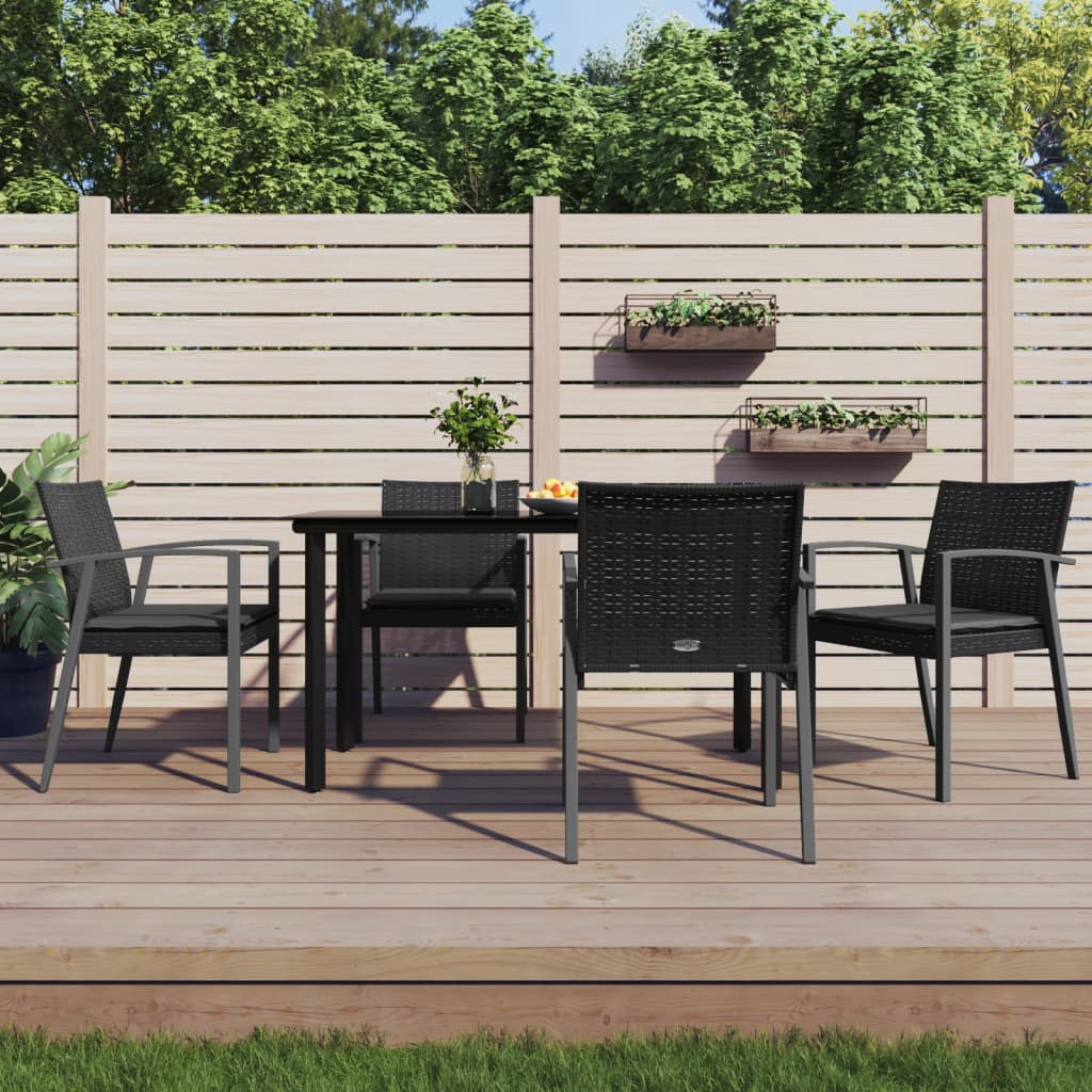Set Pranzo da Giardino 5pz con Cuscini in Polyrattan e Acciaio | homemem39