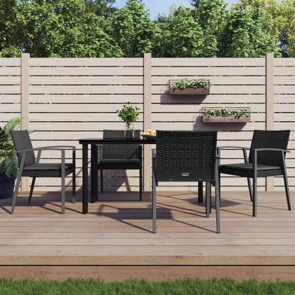 Set Pranzo da Giardino 5pz con Cuscini in Polyrattan e Acciaio | homemem39
