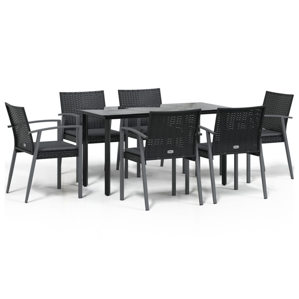 Set Pranzo da Giardino 7 pz con Cuscini in Polyrattan e Acciaio | homemem39