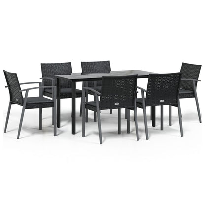 Set Pranzo da Giardino 7 pz con Cuscini in Polyrattan e Acciaio | homemem39
