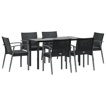 Set Pranzo da Giardino 7 pz con Cuscini in Polyrattan e Acciaio | homemem39