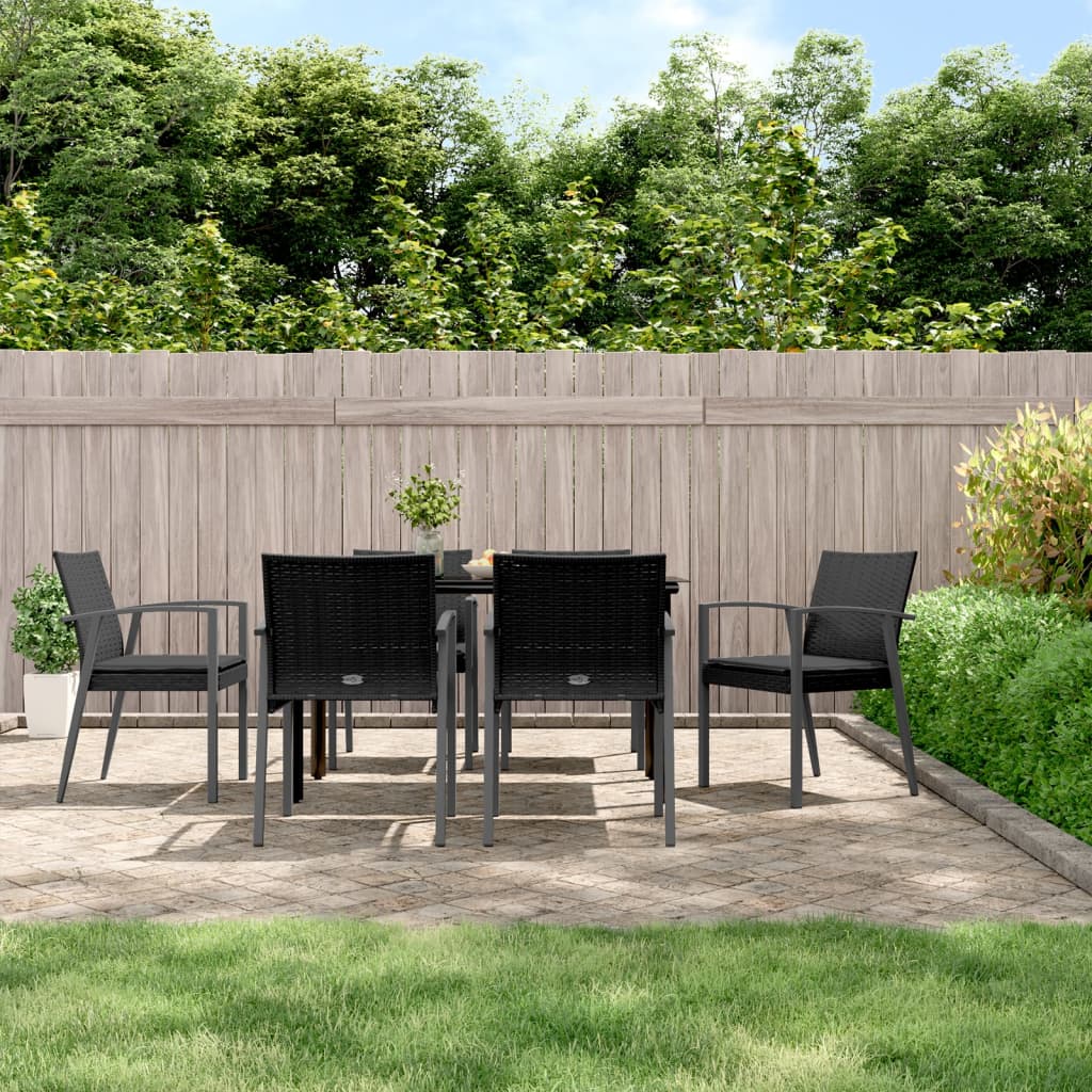 Set Pranzo da Giardino 7 pz con Cuscini in Polyrattan e Acciaio | homemem39