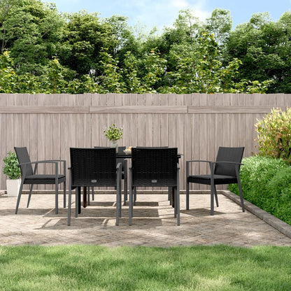 Set Pranzo da Giardino 7 pz con Cuscini in Polyrattan e Acciaio | homemem39
