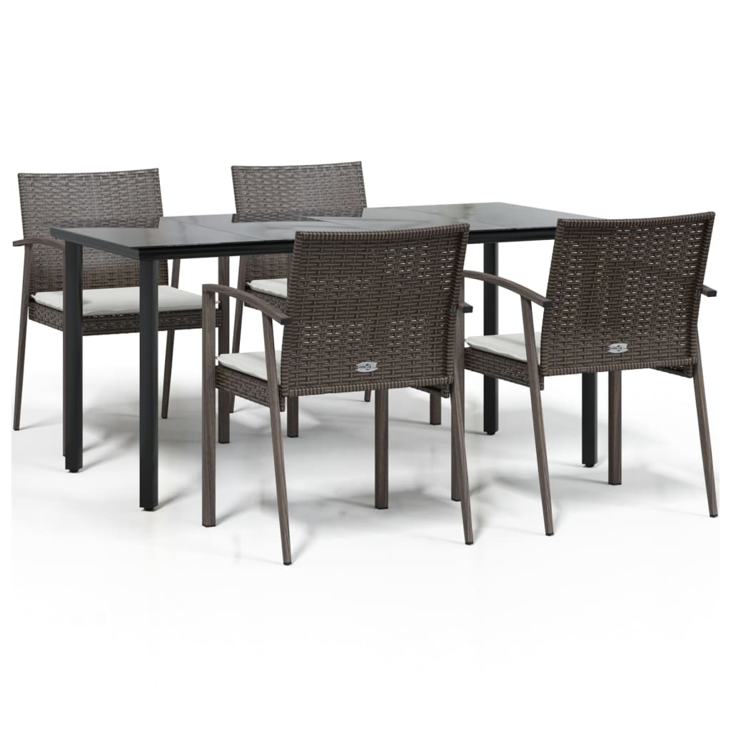 Set Pranzo da Giardino 5pz con Cuscini in Polyrattan e Acciaio - homemem39