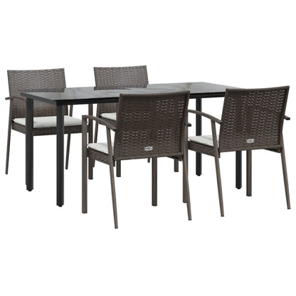 Set Pranzo da Giardino 5pz con Cuscini in Polyrattan e Acciaio | homemem39