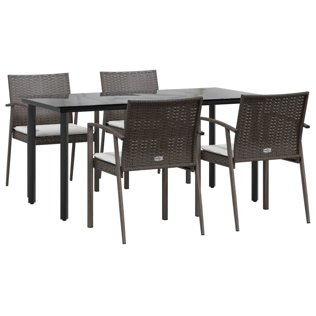 Set Pranzo da Giardino 5pz con Cuscini in Polyrattan e Acciaio - homemem39