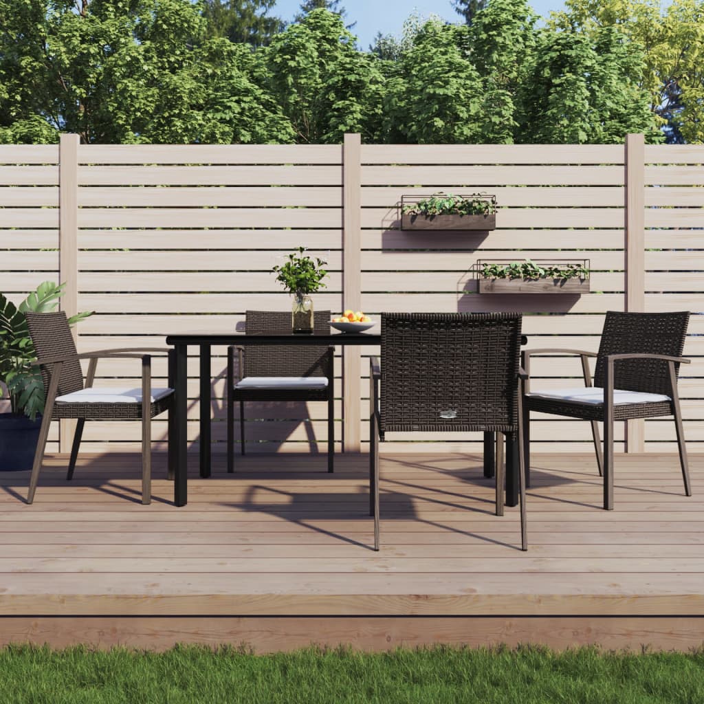 Set Pranzo da Giardino 5pz con Cuscini in Polyrattan e Acciaio | homemem39